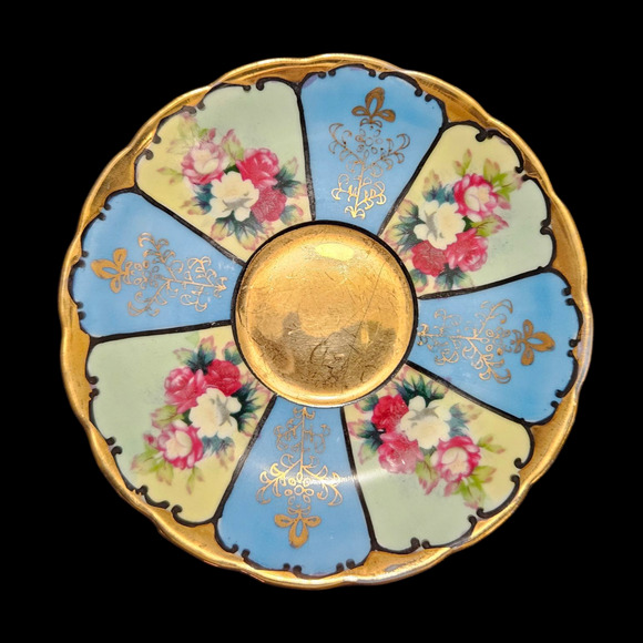 Vintage Teacup and  Saucer Set Royal Sealy China Blue with White Roses Japan - Picture 6 of 8